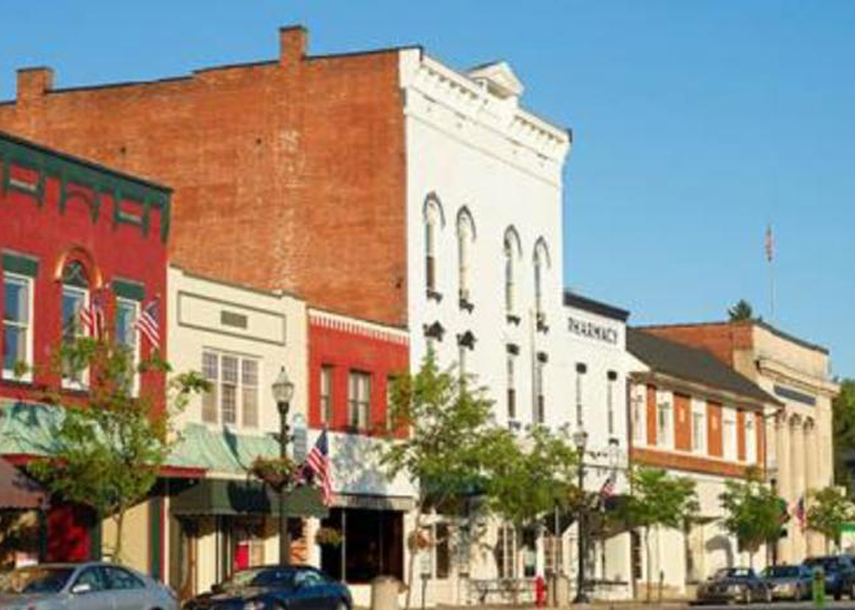 Photograph of a small town main street