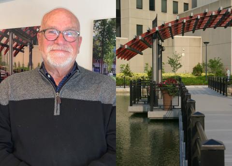 photograph of john carman next to a photograph of one of his projects