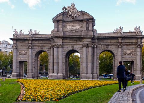 Photograph of the Puerta de Alcala in Madrid, Spain.